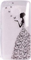 Motorola Moto G5 - hoes, cover, case - TPU - Transparant - Vrouw met vlinders