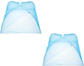 Vliegenkap Opvouwbaar 2 Stuks – 30x20cm – Kanten Design – Pop Up Insecten Net – Beschermd uw eten tegen Vliegen – Blauw