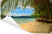 Strand en palmbomen bij de San Blas-eilanden bij Panama Tuinposter 120x80 cm - Tuindoek / Buitencanvas / Schilderijen voor buiten (tuin decoratie)