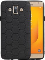 Zwart Hexagon Hard Case - achterkant hoesje voor Samsung Galaxy J7 Duo J720F