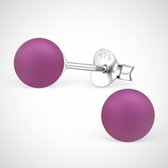 Zilveren kinderoorknopjes pearl - roze