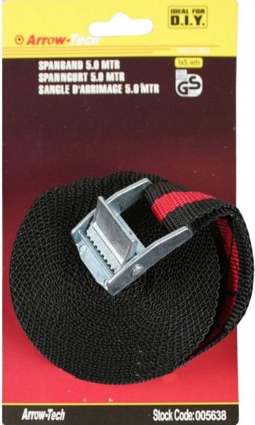 Platte spanband 80cm blauw PP dubbele haak