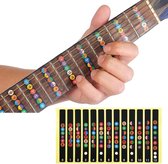 Gitaar fretboard stickers – Guitar Chords - Gitaarakkoorden sticker - Gekleurde fret stickers voor het leren spelen van gitaar – 12 stickers Zwart