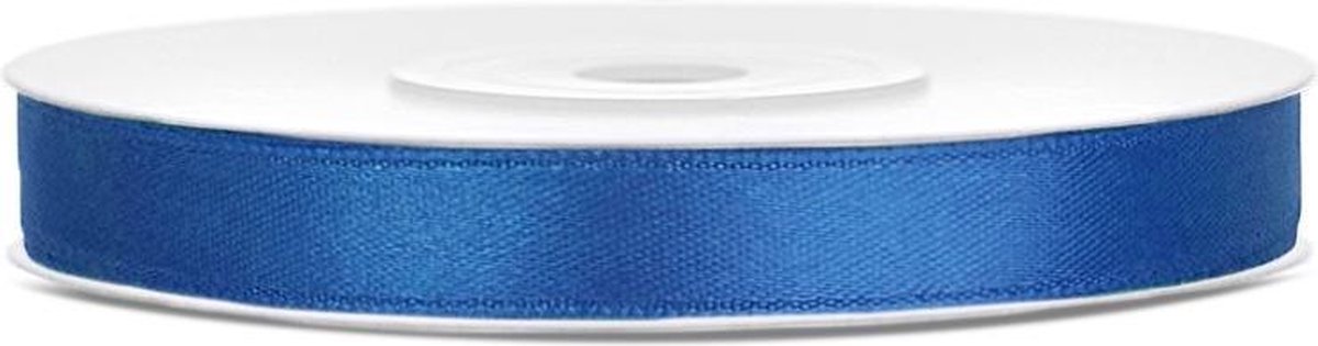 Satijn lint blauw, 6 mm, rol circa 25m