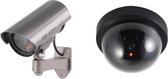 Dummy beveiligingscamera set van twee zwart en zilver - LED / sensor