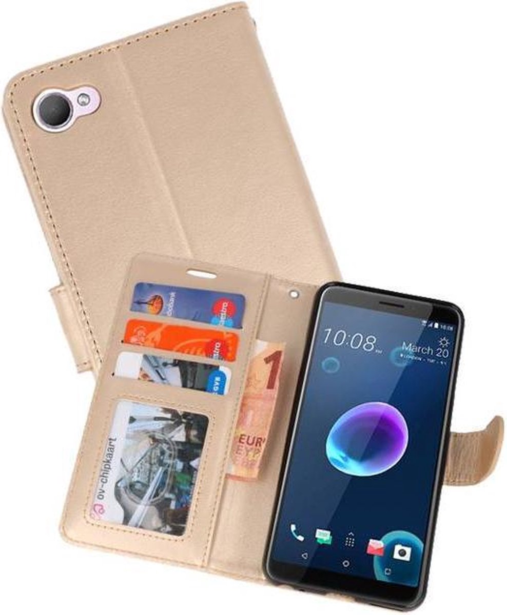 Wallet Cases Hoesje Geschikt voor HTC Desire 12 - Goud