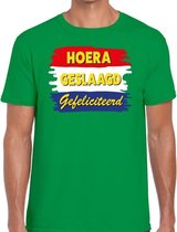 Hoera geslaagd gefeliciteerd t-shirt groen heren L