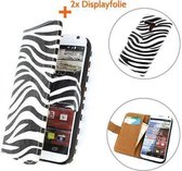 TCC Luxe Hoesje Samsung Galaxy Trend Book Case Flip Cover S7560 - Zebra