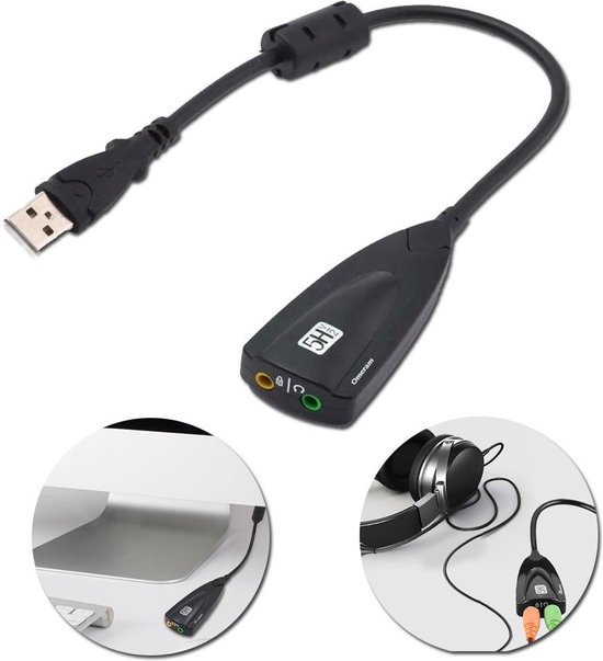 Externe geluidskaarten | Geluidskaart adapter | Sound card | USB audio adapter | 3D audio 7.1 | Professionele geluidskaart | PC & MAC | Zwart