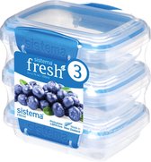Sistema Fresh voorraaddoos- set van 3 blauw -200ml