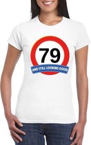 Verkeersbord 79 jaar t-shirt wit dames XS