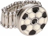 Zilveren voetbal supporter ring voor volwassenen