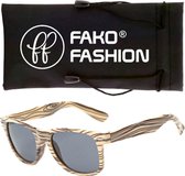 Fako Fashion® - Zonnebril - Houtlook - Beige/Grijs