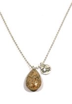 Heaven Eleven ketting rvs ballchain met een drop goudmiijn natuursteen