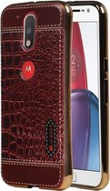 M-Cases Bruin Krokodil Design TPU hoesje voor Motorola Moto G4 / G4 Plus