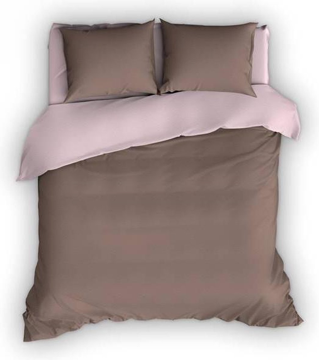 Romanette Comtesse - Flanel - Dekbedovertrek - Lits-jumeaux - 240x200/220 cm + 2 kussenslopen 60x70 cm - Taupe/roze