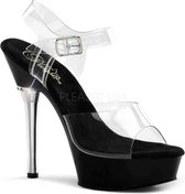 Pleaser Sandaal met enkelband -39 Shoes- ALLURE-608 US 9 Zwart/Transparant