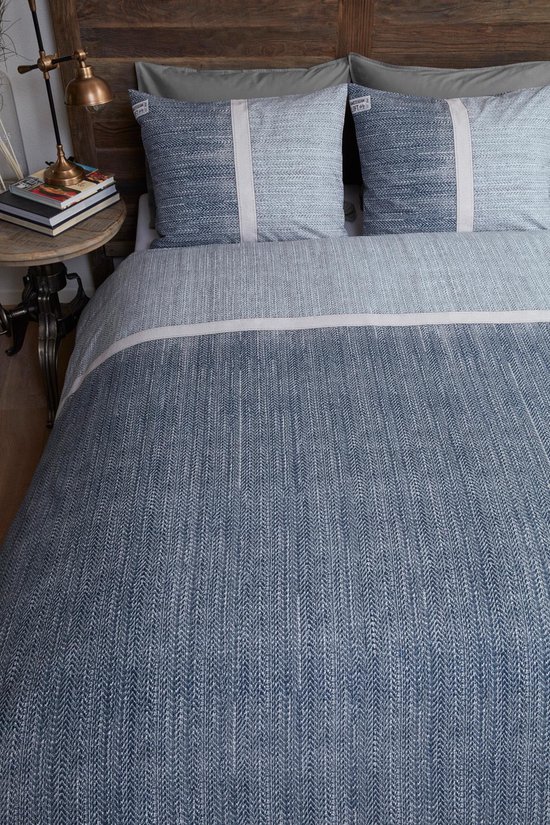 Rivièra Maison - Amsterdam Loft dekbedovertrek - Lits-Jumeaux XL - 260x200/220 cm - Blauw Grijs van Riviera Maison — afbeelding 4
