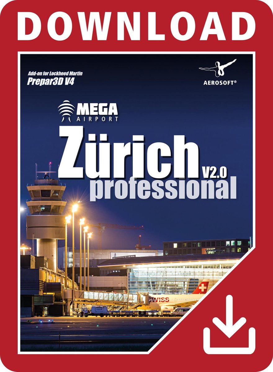 Prepar3D V4: Mega Airport Zurich V2.0 professional - Add-on - Windows download - Aerosoft