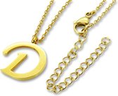 Amanto Ketting Letter D Gold - 316L Staal - Alfabet - 18x16mm - 50cm