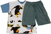 Jongens voetbal set, korte mouw korte broek uit onze Active Wear Collectie-Blauw en Grijs maat 152