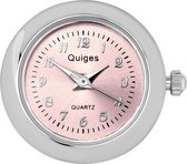 Quiges - Dames Click Button Drukknoop 18mm Horloge Roze - EBW003