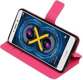 Cross Pattern TPU Bookstyle Wallet Case Hoesjes voor Huawei Honor 6X Roze