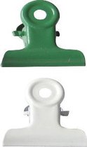 LPC Papierklem Bulldog clip - groen wit - 51 mm -20 stuks