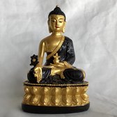 Medicijn Boeddha beeld Resin gold/bruin 8x6x13.5cmhandgemaakt Echt ambacht.