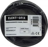 ELEKTROFIX huishoudsnoer | 2 x 0.75 mm² | 5 meter | belastbaar tot 1300 watt | zwart