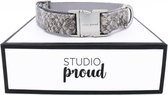 Studio Proud - Halsband - snakeprint  - zilverkleurige accenten - maat S - te combineren met bijpassende riem