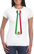 Wit t-shirt met Mexico vlag stropdas dames XS