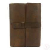 Carnet de notes en cuir marron Goldoni doublé - 140 feuilles (280 pages) - 14,5 x 21 x 1,9 cm (A5) - Handgemaakt en Italie