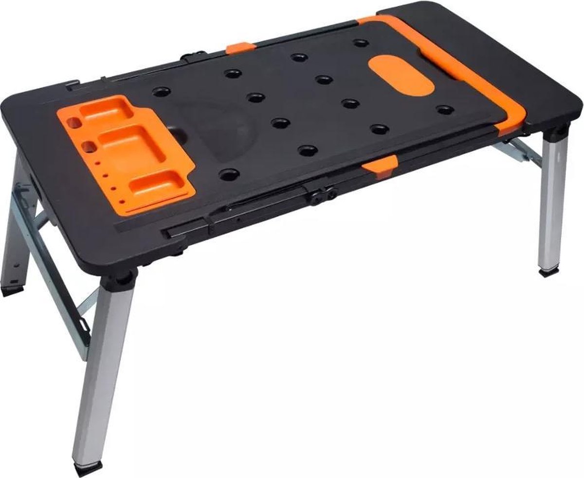Établi Pliable Multifonction 7 En 1 - Surface 1140x590 Mm, Hauteur Réglable - Charge Max 150-250 Kg - Pour Atelier Et Chantier