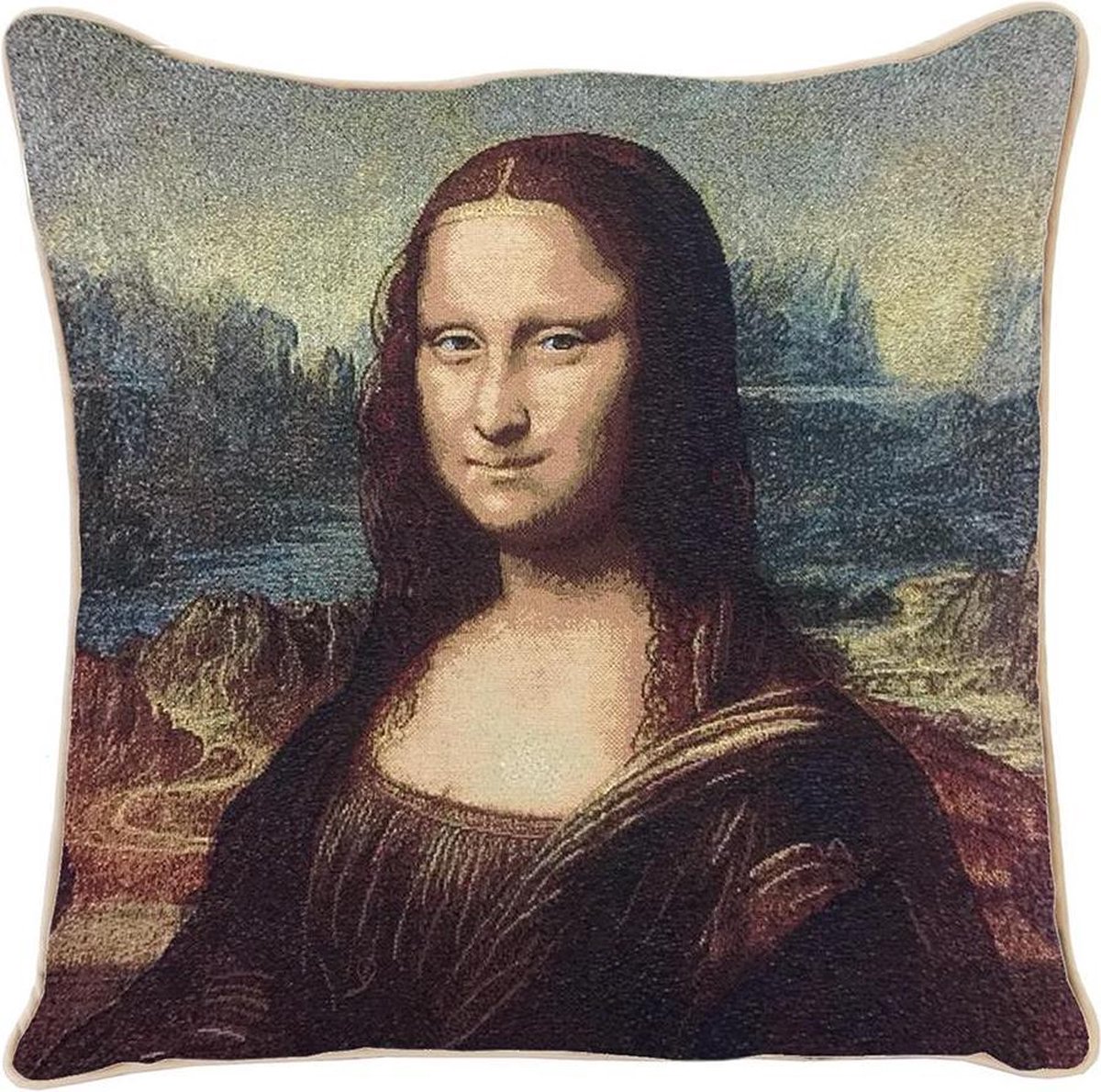 Signare Kunst kussenhoes - Leonardo Da Vinci - Mona Lisa Zwart
