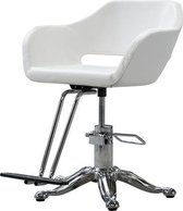 Kappersstoel - Design stoel uitgevoerd in wit PU-leer