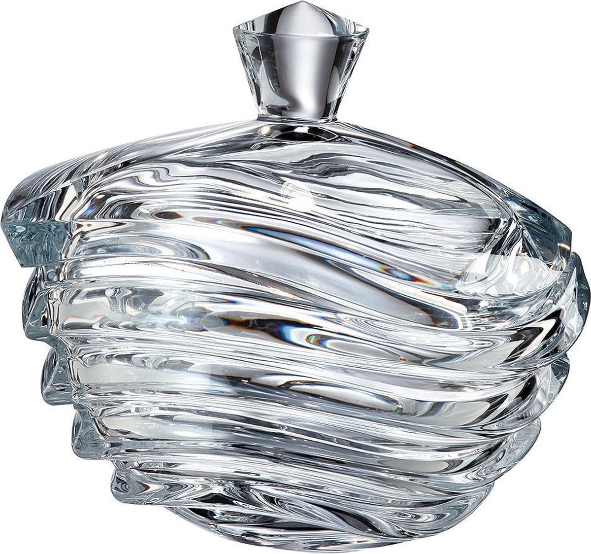 Kristal schaal Wave 17 cm met deksel