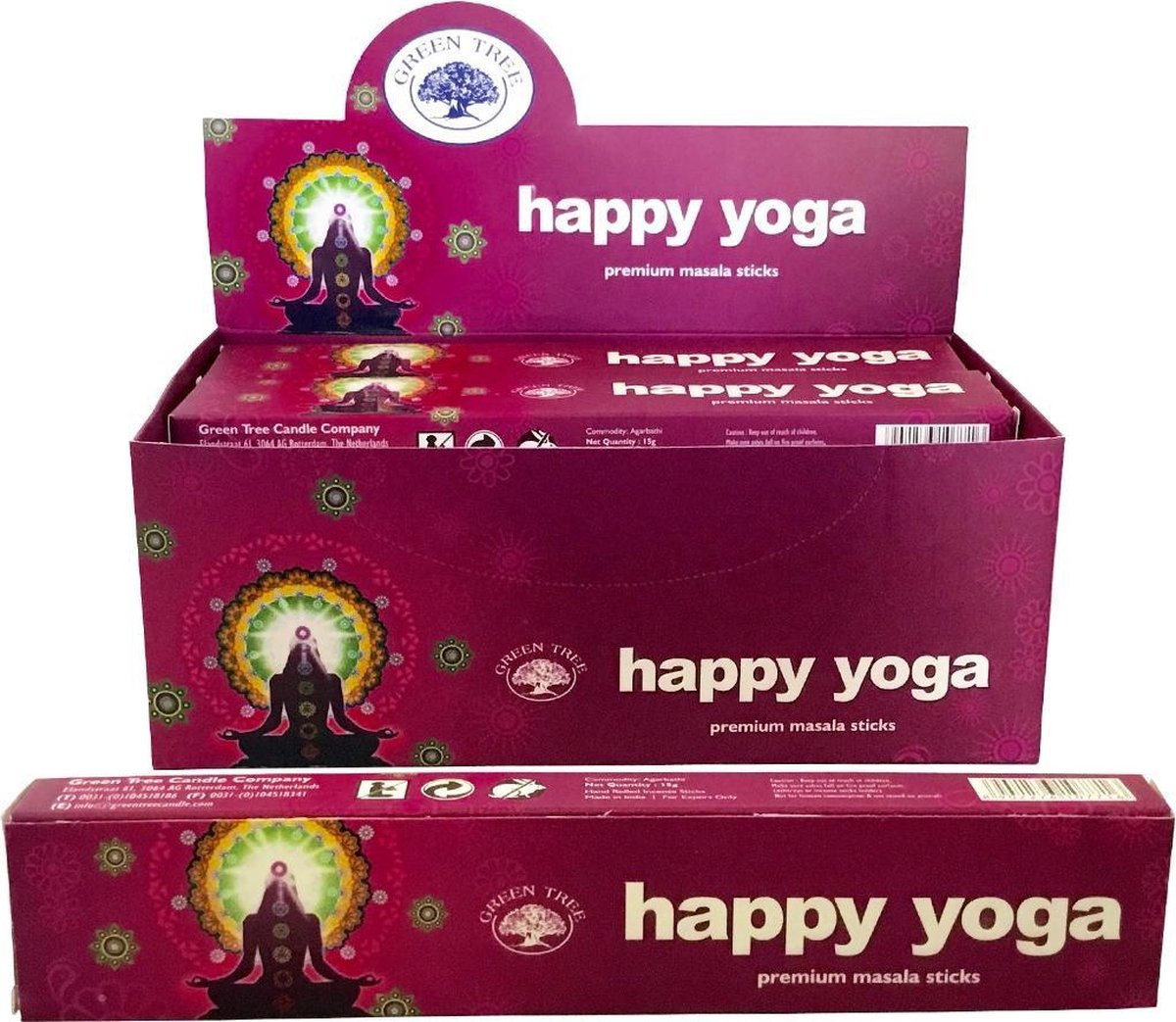 Green Tree Wierook Happy Yoga Masala - 12 pakjes van 15 gram