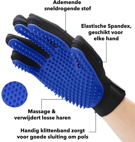 Huisdierenborstel - handschoen - verzorgingsborstel - harenborstel - massageborstel- katten - honden - siliconen - handschoen
