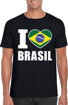 Zwart I love Brazilie fan shirt heren S