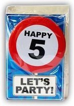 Happy Birthday kaart met button 5 jaar