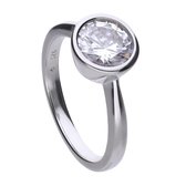 Diamonfire - Zilveren ring met steen Maat 16.5 - Steenmaat 8 mm - Kastzetting
