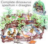 Grote dinosaurus dierentuin set- Complete set met 48 dinosaurus figuren 22 boompjes en 20 hekjes- Met handige opberg rugtas