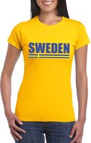 Geel Zweden supporter t-shirt voor dames XXL