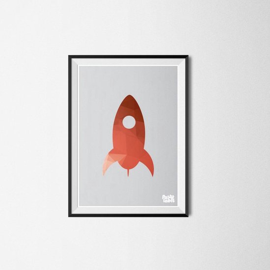 Kinderkamer Poster - Babykamer - Decoratie - Raket - rood - A2 formaat ...