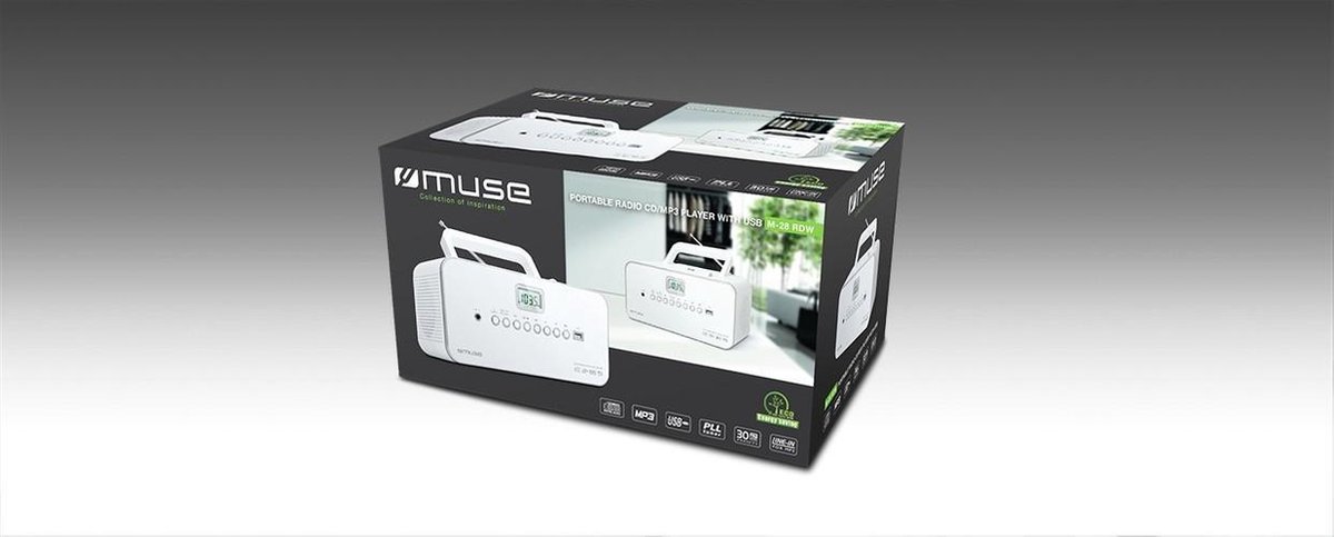 Muse M-28RDW - Draagbare radio/CD-/MP3-speler met USB, wit thumbnail 6