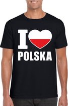 Zwart I love Polen fan shirt heren L