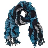 Sjaal Ruffles midden blauw