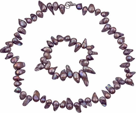 Ensemble collier de perles d'eau douce Pearl Blister Taupe