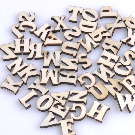 Decoratie figuurtjes Letters alfabet Hout 26 stuks 15mm